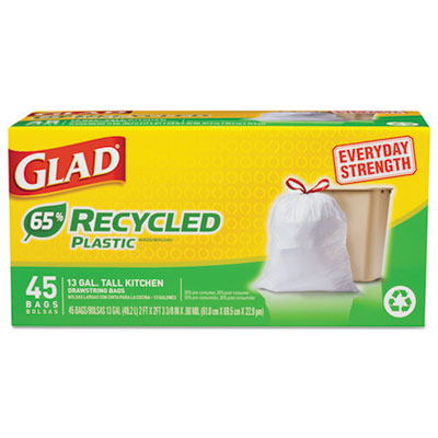 Glad&reg; Recycled Tall Kitchen Drawstring Bags