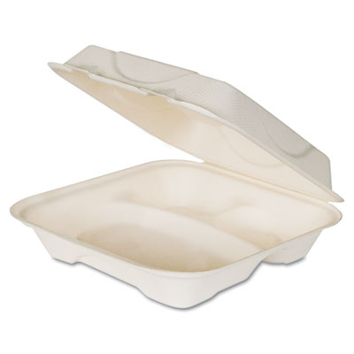Eco-Products&reg; Bagasse Hinged Clamshell Containers