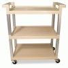 Rubbermaid&reg; Commercial Three-Shelf Service Cart with Brushed Aluminum Uprights