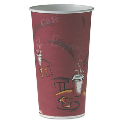 SOLO&reg; Cup Company Single-Sided Poly Paper Hot Cups in Bistro&reg; Design
