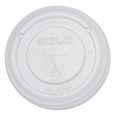 SOLO&reg; Cup Company PETE Plastic Flat Straw-Slot Cold Cup Lids
