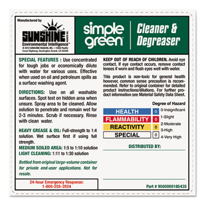 simple green&reg; All-Purpose Cleaner Secondary-Container Labels