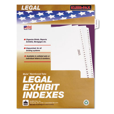 Kleer-Fax&reg; 80000 Series Exhibit Alpha Side Tab Legal Index Divider