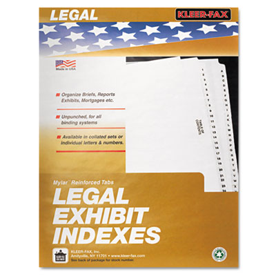 Kleer-Fax&reg; 80000 Series Exhibit Alpha Side Tab Legal Index Divider