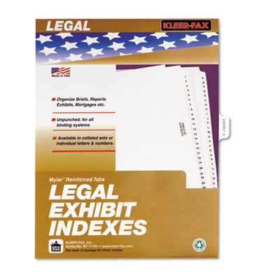 Kleer-Fax&reg; 80000 Series Exhibit Alpha Side Tab Legal Index Divider
