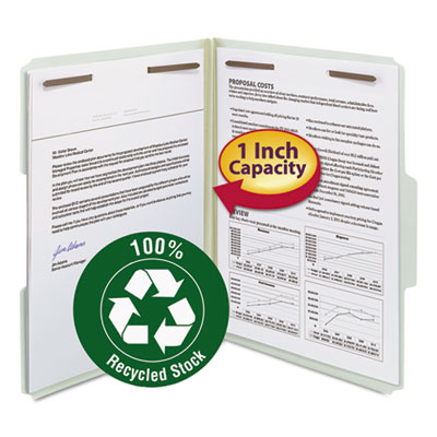 Smead&reg; 100% Recycled Pressboard Fastener Folders