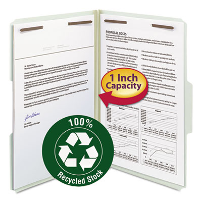Smead&reg; 100% Recycled Pressboard Fastener Folders