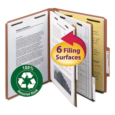 Smead&reg; 100% Recycled Pressboard Classification Folders