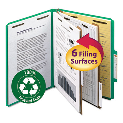 Smead&reg; 100% Recycled Pressboard Classification Folders
