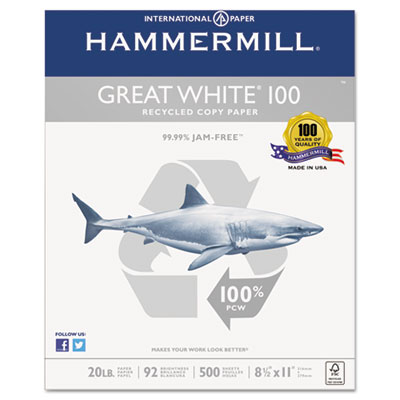 Hammermill&reg; Great White&reg; 100 Recycled Copy Paper