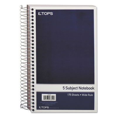 TOPS&trade; Wirebound Five-Subject Notebook