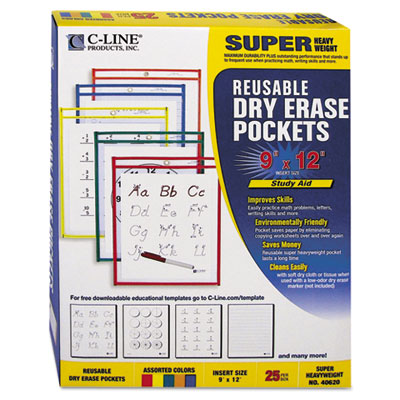 C-Line&reg; Reusable Dry Erase Pockets