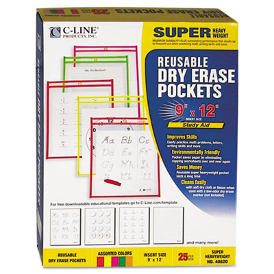 C-Line&reg; Reusable Dry Erase Pockets