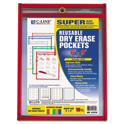 C-Line&reg; Reusable Dry Erase Pockets