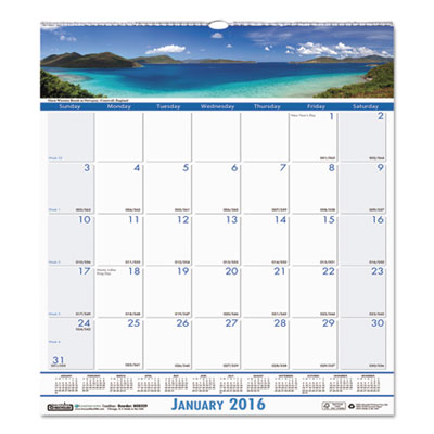 House of Doolittle&trade; Earthscapes&trade; 100% Recycled Coastlines Wall Calendar