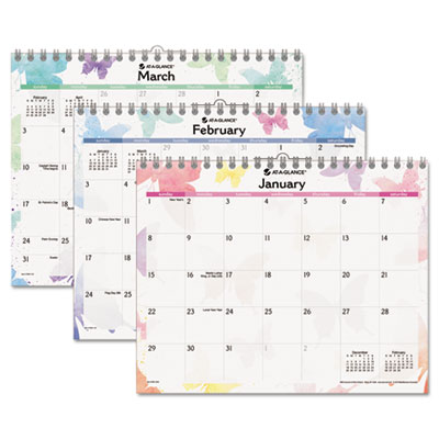 AT-A-GLANCE&reg; Watercolors Recycled Monthly Wall Calendar