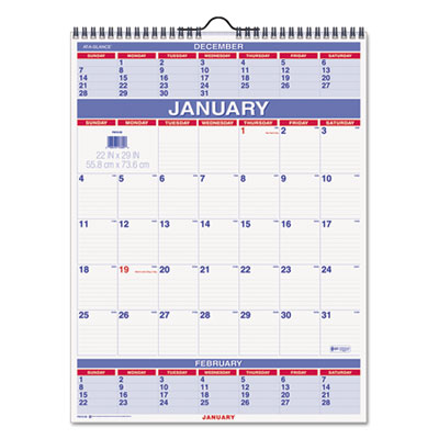AT-A-GLANCE&reg; Three-Month Wall Calendar