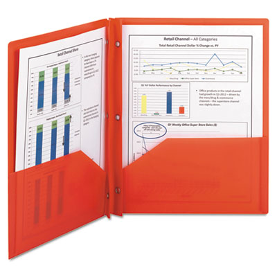 Smead&reg; Poly Two-Pocket Folder with Fasteners