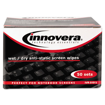 Innovera&reg; Antistatic Wet-Dry wipes