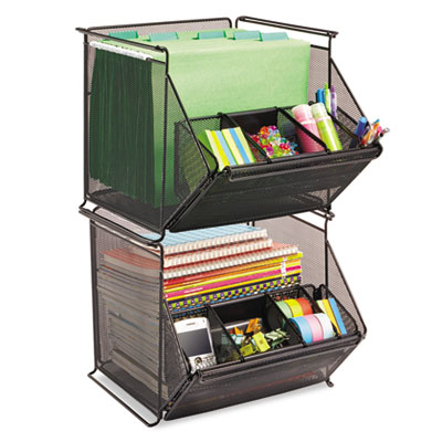 Safco&reg; Onyx Stackable Mesh Storage Bin