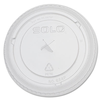 SOLO&reg; Cup Company PETE Plastic Flat Straw-Slot Cold Cup Lids