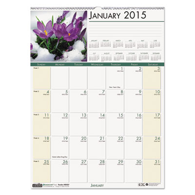 House of Doolittle&trade; Earthscapes&trade; 100% Recycled Floral Monthly Wall Calendar