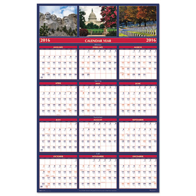 House of Doolittle&trade; Earthscapes&trade; 100% Recycled US Monuments Reversible/Erasable Yearly Wall Calendar