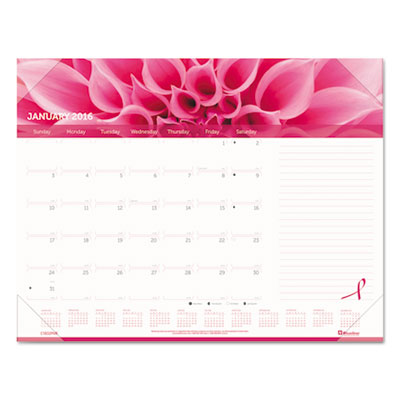 Brownline&reg; Pink Ribbon Monthly Desk Pad Calendar