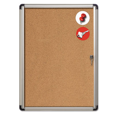 MasterVision&reg; Slim-Line Enclosed Cork Bulletin Board