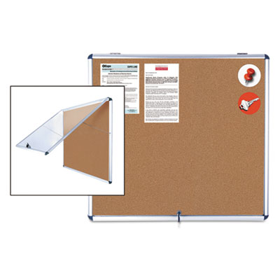 MasterVision&reg; Slim-Line Enclosed Cork Bulletin Board