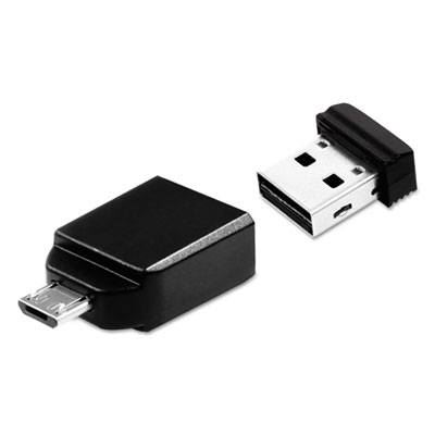 Verbatim&reg; Store 'n' Stay Nano USB Flash Drive with USB OTG Micro Adapter