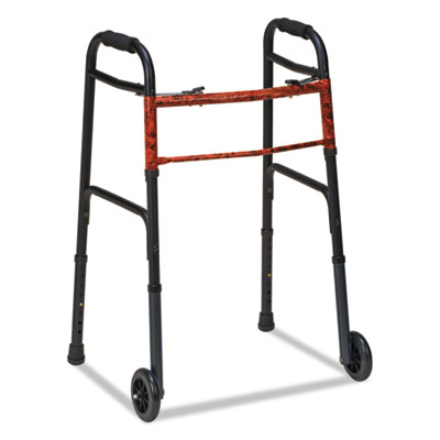 DMI&reg; Two-Button Release Folding Walker with Wheels