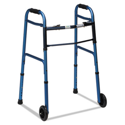 DMI&reg; Two-Button Release Folding Walker with Wheels