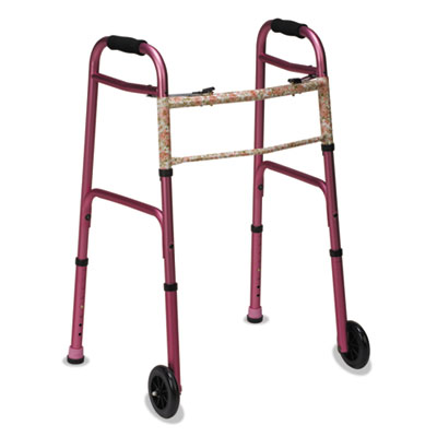 DMI&reg; Two-Button Release Folding Walker with Wheels
