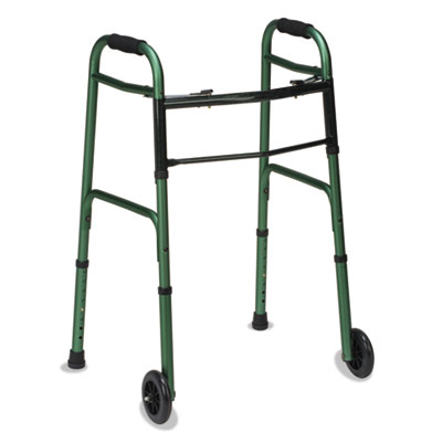 DMI&reg; Two-Button Release Folding Walker with Wheels
