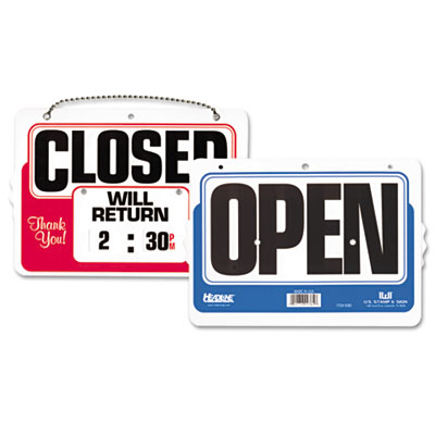 Headline&reg; Sign Double-Sided Open/Closed Sign with Dial-A-Time Will Return Clock