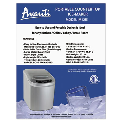 Avanti Portable/Countertop Ice Maker