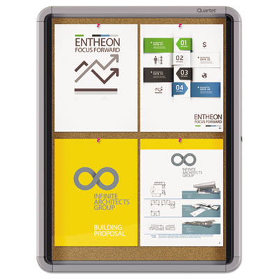 Quartet&reg; Enclosed Indoor Cork Bulletin Board with Swing Door