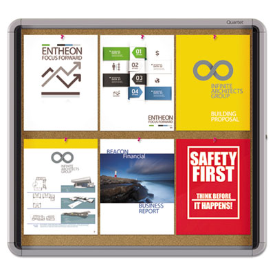 Quartet&reg; Enclosed Indoor Cork Bulletin Board with Swing Door