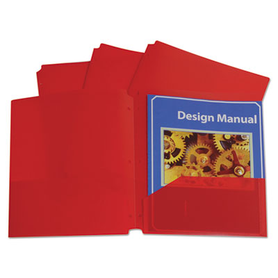 C-Line&reg; Two-Pocket Heavyweight Poly Portfolio Folder with Three-Hole Punch