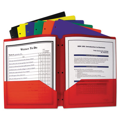 C-Line&reg; Two-Pocket Heavyweight Poly Portfolio Folder with Three-Hole Punch