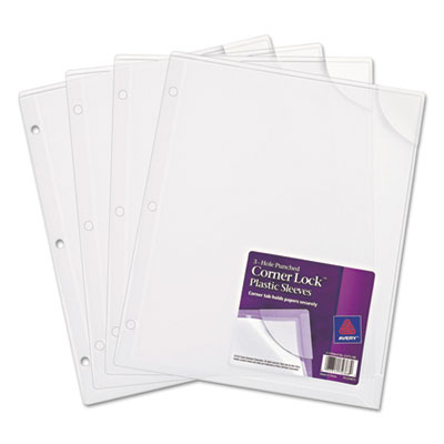 Avery&reg; Corner Lock&trade; 3-Hole Punched Plastic Sleeve
