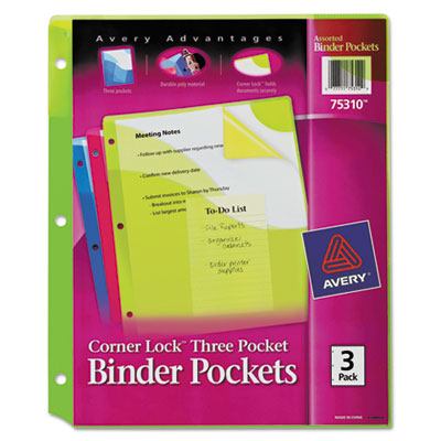 Avery&reg; Corner Lock&trade; Three Pocket Binder Pocket
