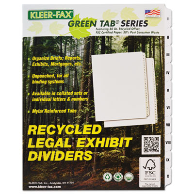 Kleer-Fax&reg; 80000 Series Roman Numerical Side Tab Divider Set
