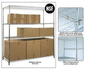STATIONARY CHROME WIRE SHELVING