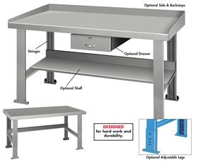 INDUSTRIAL WORK BENCHES - OPTIONAL DRAWER, LEGS AND SETUP