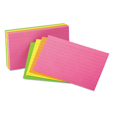 Universal&reg; Ruled Neon Glow Index Cards