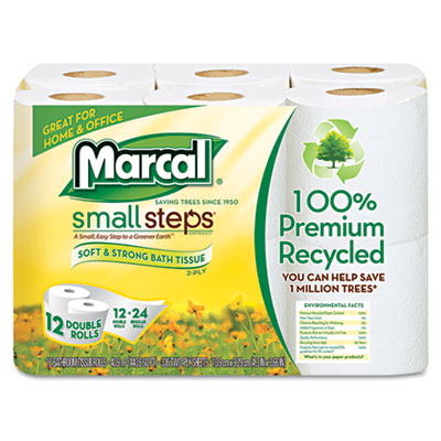 Marcal&reg; Small Steps&reg; 100% Premium Recycled Double Roll Bathroom Tissue