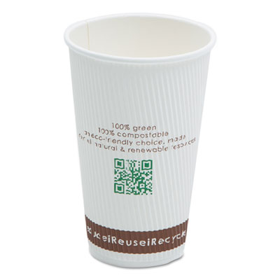 NatureHouse&reg; Compostable Insulated Paper/PLA Corn Plastic Lined Hot Cups