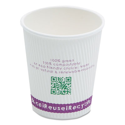 NatureHouse&reg; Compostable Insulated Paper/PLA Corn Plastic Lined Hot Cups